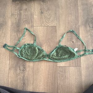 Silence + Noise Lace Bra in Olive Green